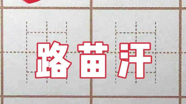 把“氵“偏旁写成小括号,二年级:路苗汗,硬笔书法练字楷书写字