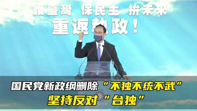 中国国民党新政纲删除“不独不统不武”,坚持反对“台独”