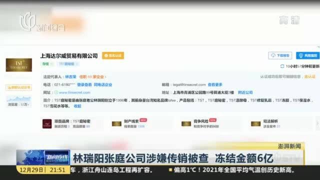 林瑞阳张庭公司涉嫌传销被查 冻结金额6亿