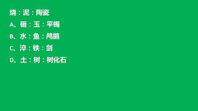 烧:泥:陶瓷,砸:玉:平镯,这两组词语之间的逻辑是什么