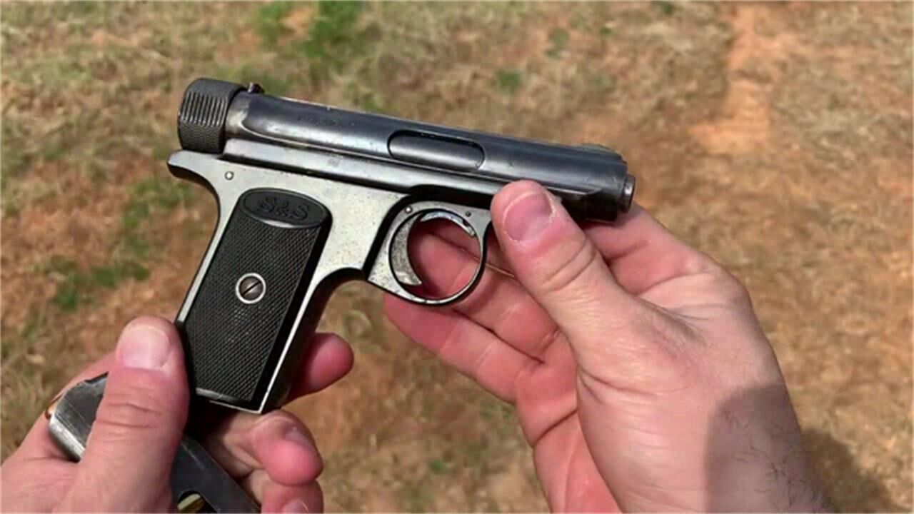 真正的"蛇牌撸子"德国绍尔m1913手枪,国外小哥靶场射击测试_腾讯视频