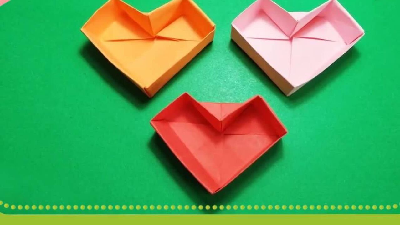 三分钟折纸, 心形礼品盒子, 爱心收纳盒子, 简单又实用的折纸盒子
