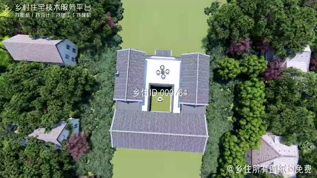 【免费图纸 】土建造价参考83万,面宽18.2m*进深19.1m 二层中式风格别墅