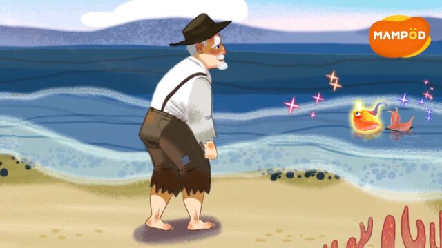 渔夫和金鱼 the fisherman and the goldfish 渔夫捕获一只能实现任何