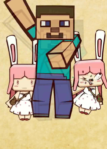 【我的世界】调侃迷你世界搞笑同人动画,两只兔美美就想围攻史蒂夫?