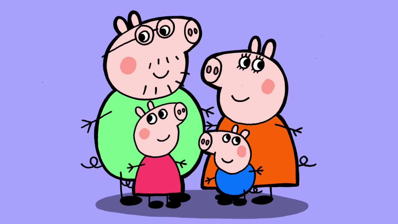 简笔画画个有爱的小猪佩奇一家人