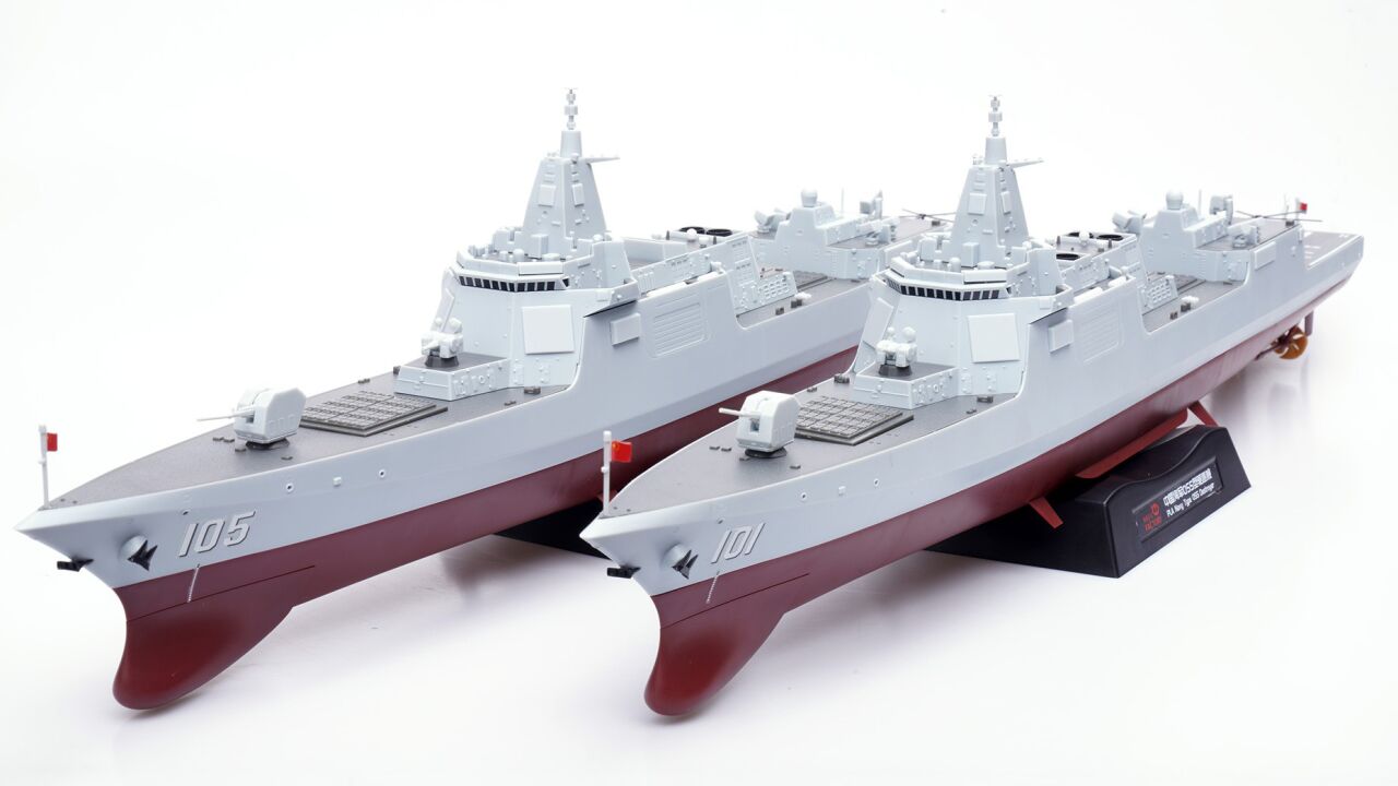 魔力工厂1/350海军055型驱逐舰免胶分色模型开箱测评_腾讯视频