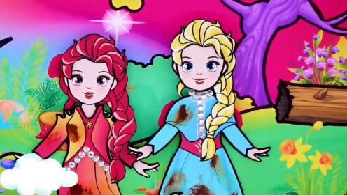 纸娃娃动画系列:冰火姐妹大战邪恶的女巫, 获赠蓝色vs红色棒棒糖礼服