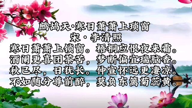 李清照《鹧鸪天》,寒日萧萧上锁窗,梧桐应恨夜来霜