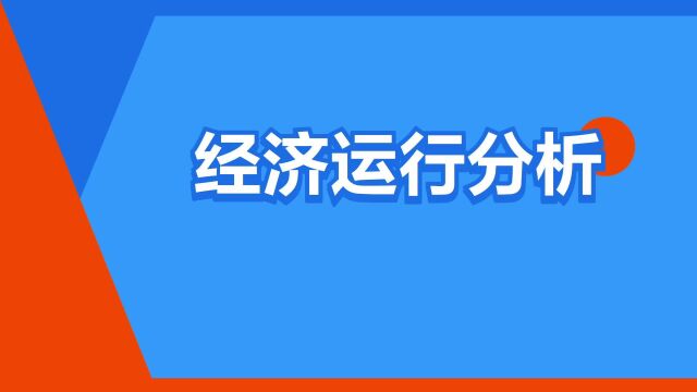 “经济运行分析”是什么意思?