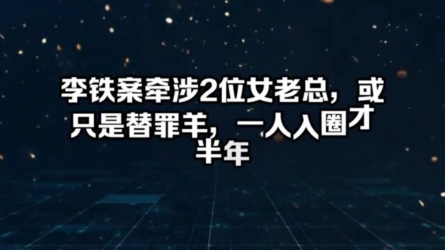 李铁案牵涉2位女老总 或只是替罪羊 一人入圈才半年...