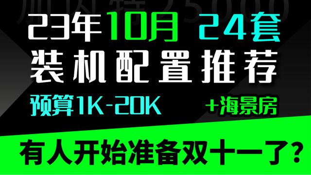 【23年10月】听说有人已经开始备战双十一了?|装机配置推荐|共24套