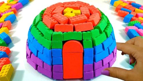 好玩有趣的魔力沙制作沙堡，益智玩具学习颜色单词