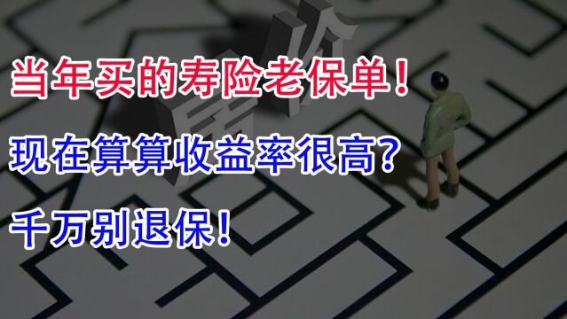 当年买的寿险老保单!现在算算收益率很高?千万别退保吗?