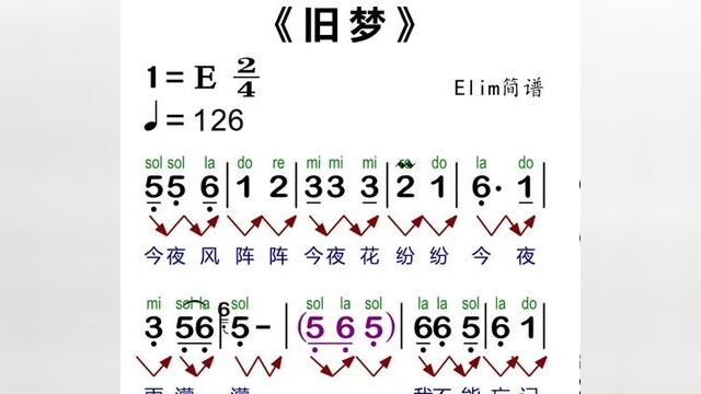 #教学简谱 《旧梦》跟着视频节拍视唱三遍,帮您解决音准问题,快来一起练习吧#零基础学简谱 #简谱视唱 #旧梦