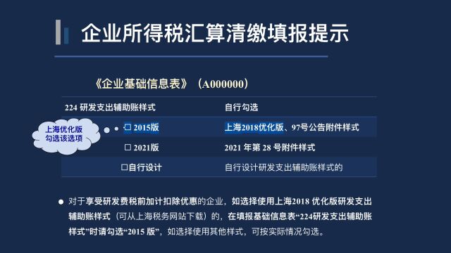 企业所得税汇算清缴填报提示