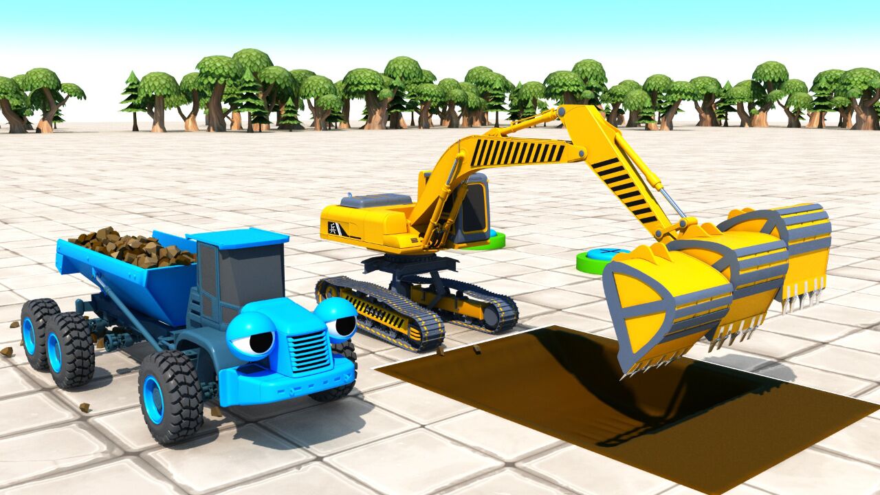 异形挖掘机动画,少儿工程车汽车玩具动画片,幼儿启蒙益智动画