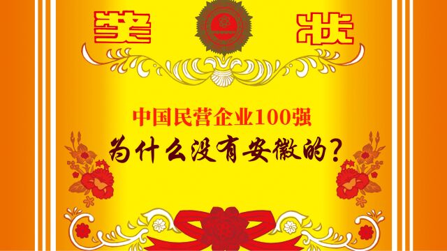 中国民营企业100强,怎么就没有安徽的?