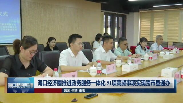 海口经济圈推进政务服务一体化 51项高频事项实现跨市县通办