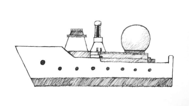 签字笔绘画,怎样绘画探测船