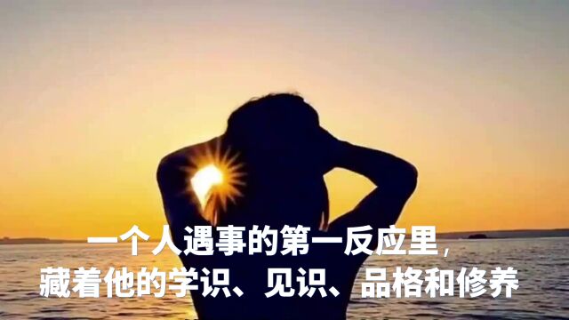 一个人遇事的第一反应里,藏着他的学识、见识、品格和修养