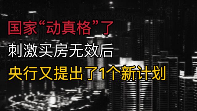 国家“动真格”了?刺激买房无效后,央行又提出了1个新计划