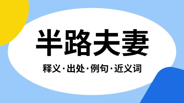 “半路夫妻”是什么意思?