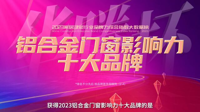 华腾杯2023铝合金十大门窗品牌排名