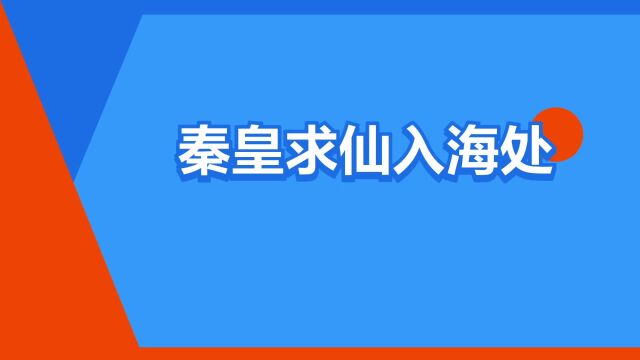 “秦皇求仙入海处”是什么意思?