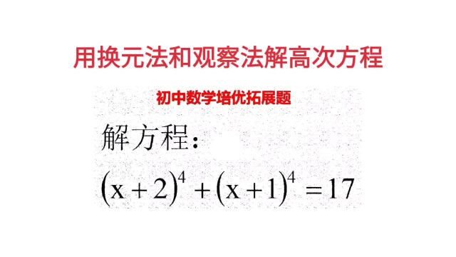 用换元法和观察法解高次方程