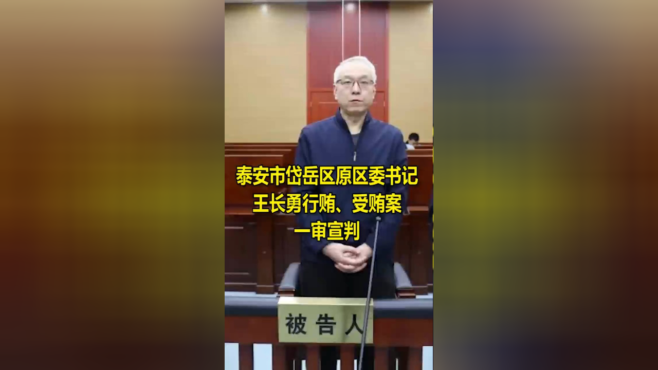 泰安市岱岳区原区委书记王长勇行贿,受贿案一审宣判