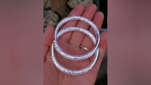 纯银錾刻手镯#银手镯 #手工diy #来料加工