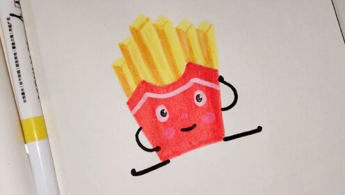 卡通简笔画,马克笔手绘薯条简笔画!