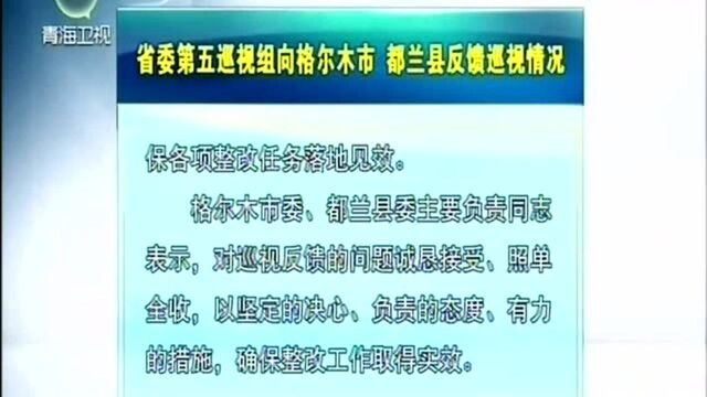 省委第五巡视组向格尔木市 都兰县反馈巡视情况