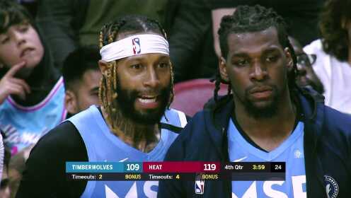 《NBA全场回放》【原声回放】森林狼vs热火第4节 麦克劳林临危救主