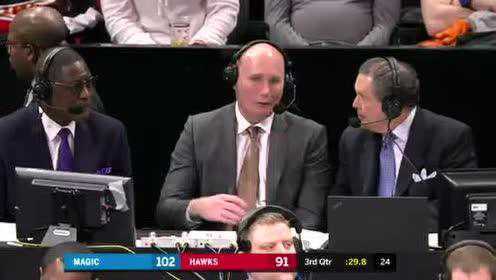 《NBA全场回放》【原声回放】魔术vs老鹰第3节 戈登抢断反击上演360°转体暴扣