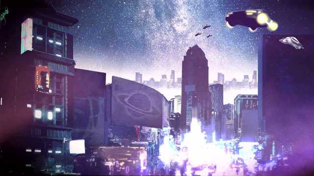 Like Saturn  purple city [royalty free]