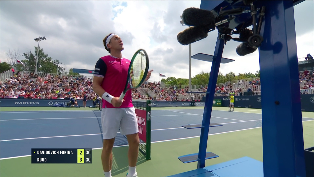 atp多伦多大师赛第4日 福基纳 vs 鲁德 第1盘第6局