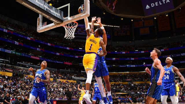 魔术vs湖人五佳球 老詹风骚背传 拉塞尔隔扣班凯罗