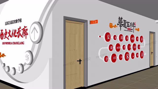 古典历史文化长廊文化墙3d模型效果图素材图片_腾讯视频