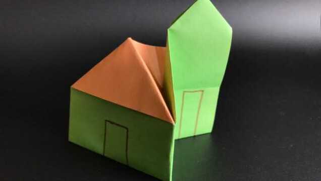 折纸手工变色屋顶的建筑物