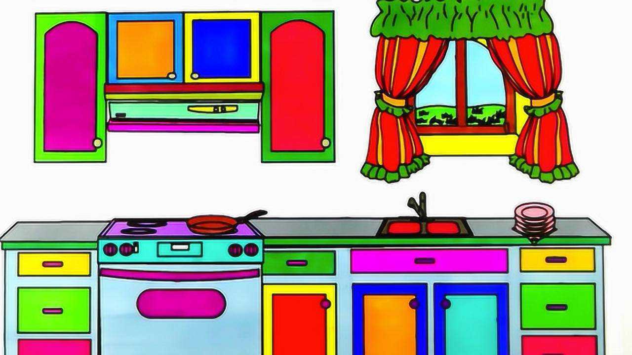 厨房简笔画简单 彩色图片