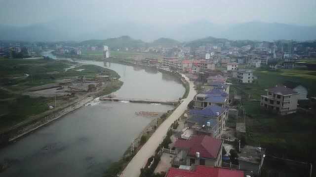 航拍娄底新化洋溪镇白地村沿河白墅群
