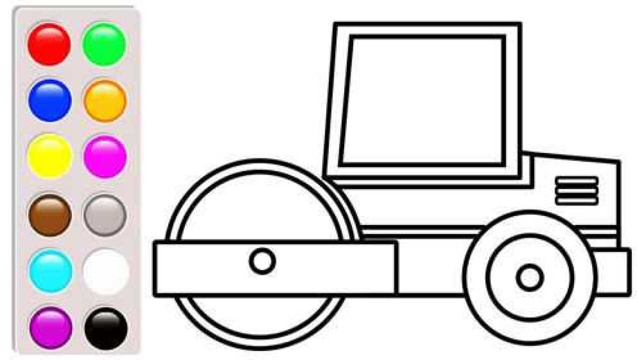 亲子简笔画压路机学画画涂颜色右脑启蒙交通学习