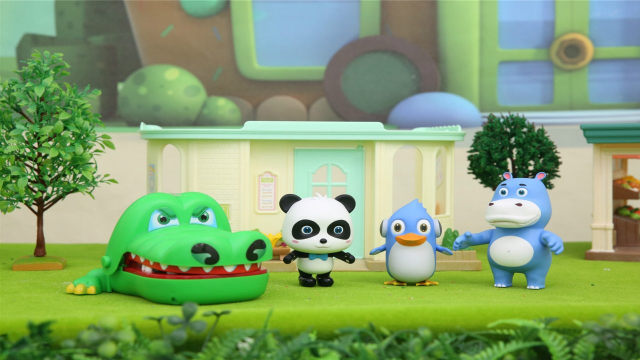 宝宝巴士玩具—鳄鱼看牙医,害怕吓到了大家,只能乔装打扮自己