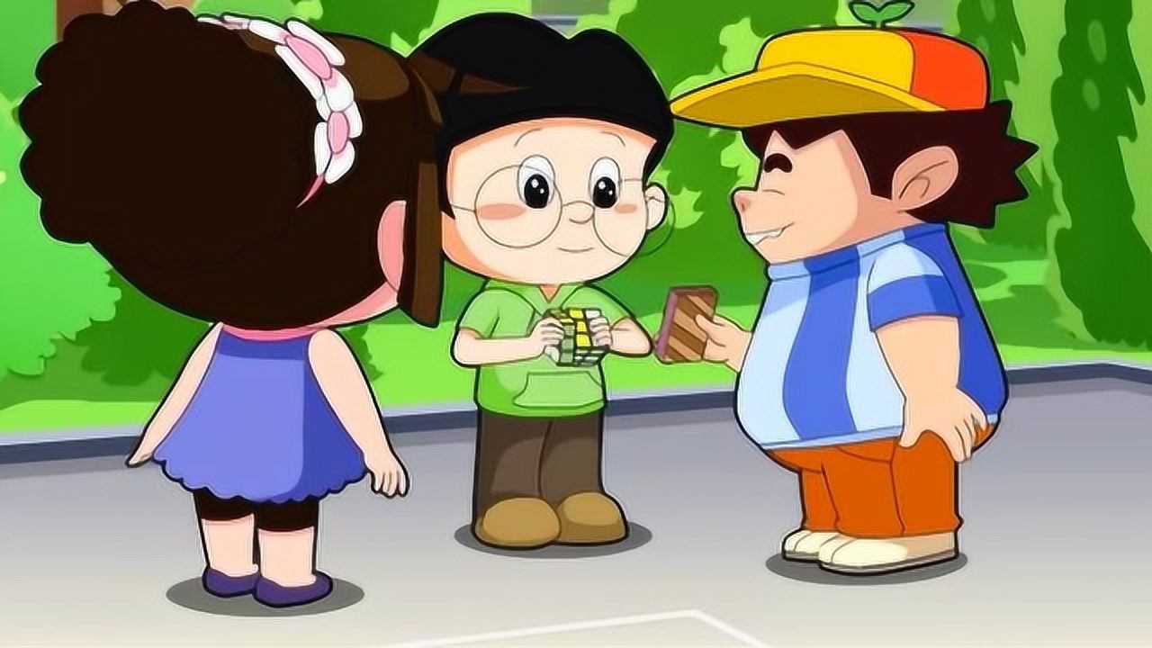 小明玩魔方真厉害大头儿子嫉妒认为那是小把戏
