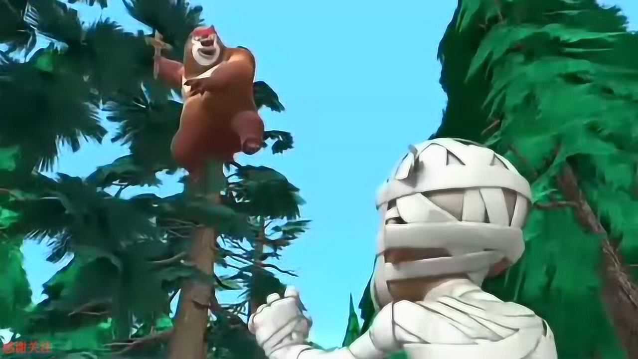 光头强变成木乃伊熊大往木乃伊头上贴符木乃伊秒变葵花