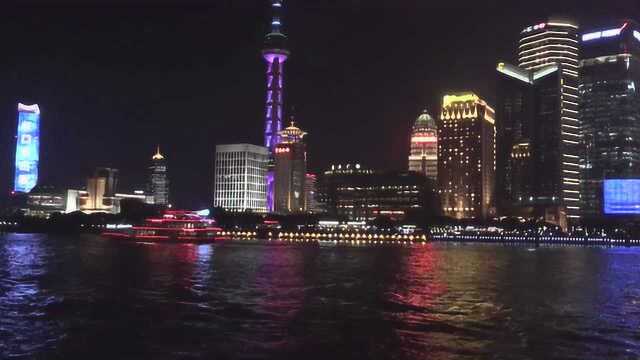 上海外滩实拍陆家嘴夜景