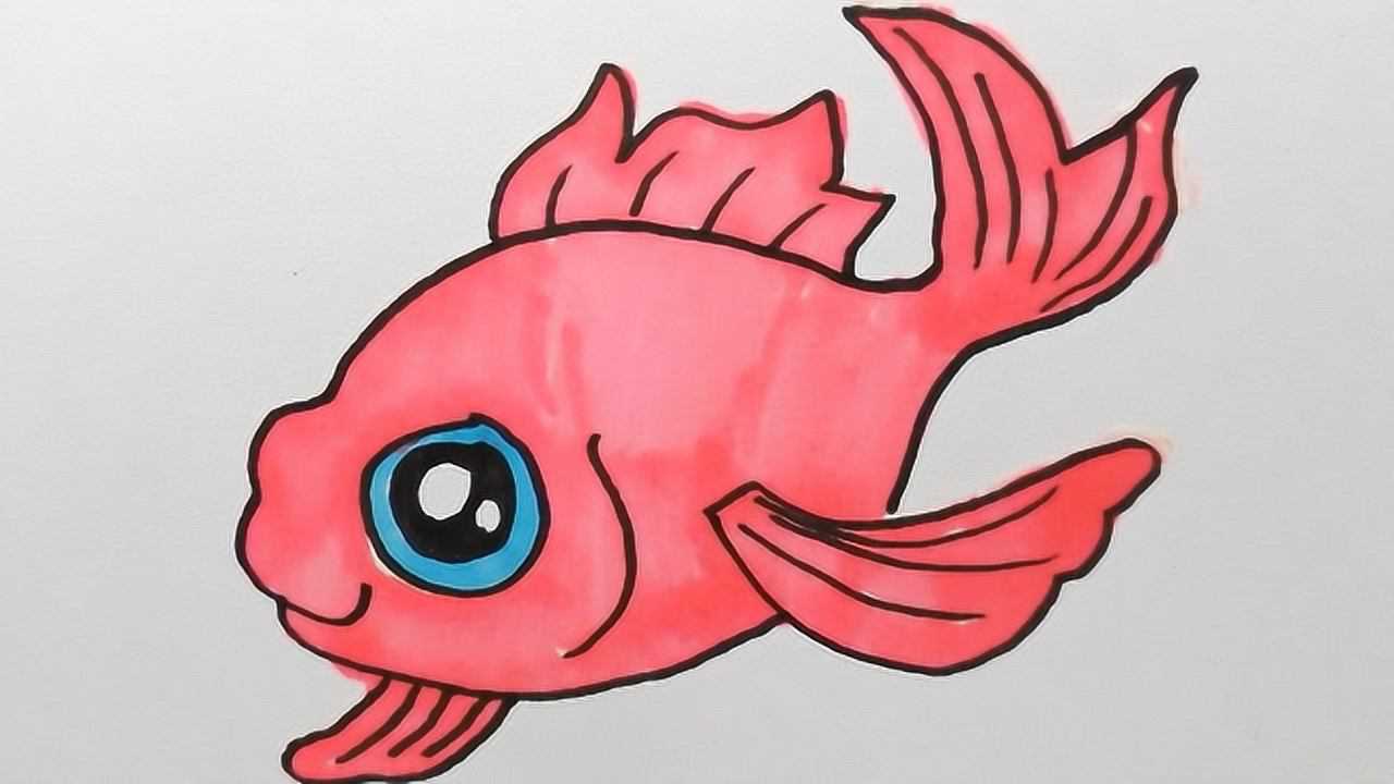 小金鱼简笔画彩色可爱图片