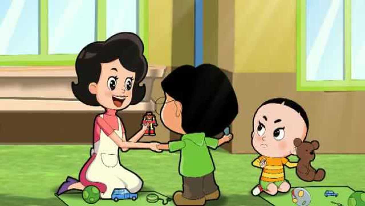 大头儿子围裙妈妈比赛卖二手玩具